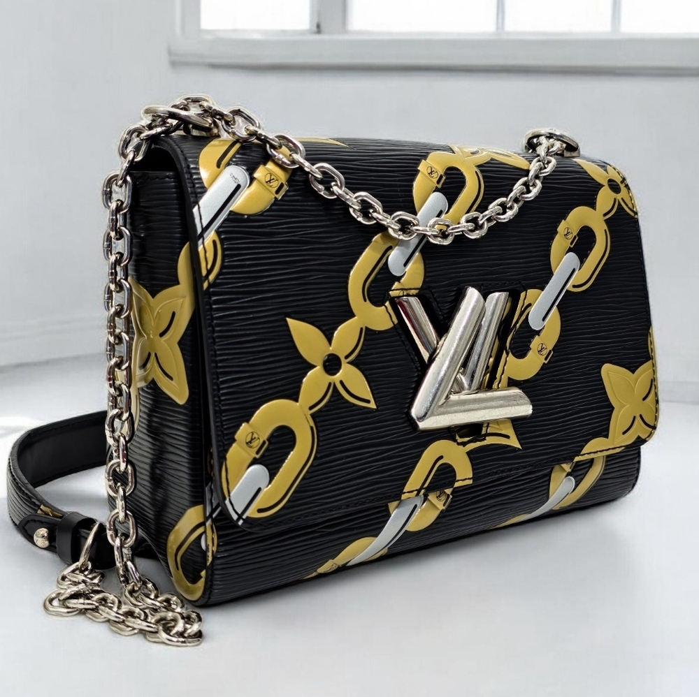 Louis Vuitton Epi Chain Flower Twist MM Black Shoulder Crossbody Bag - Picture 3 of 16